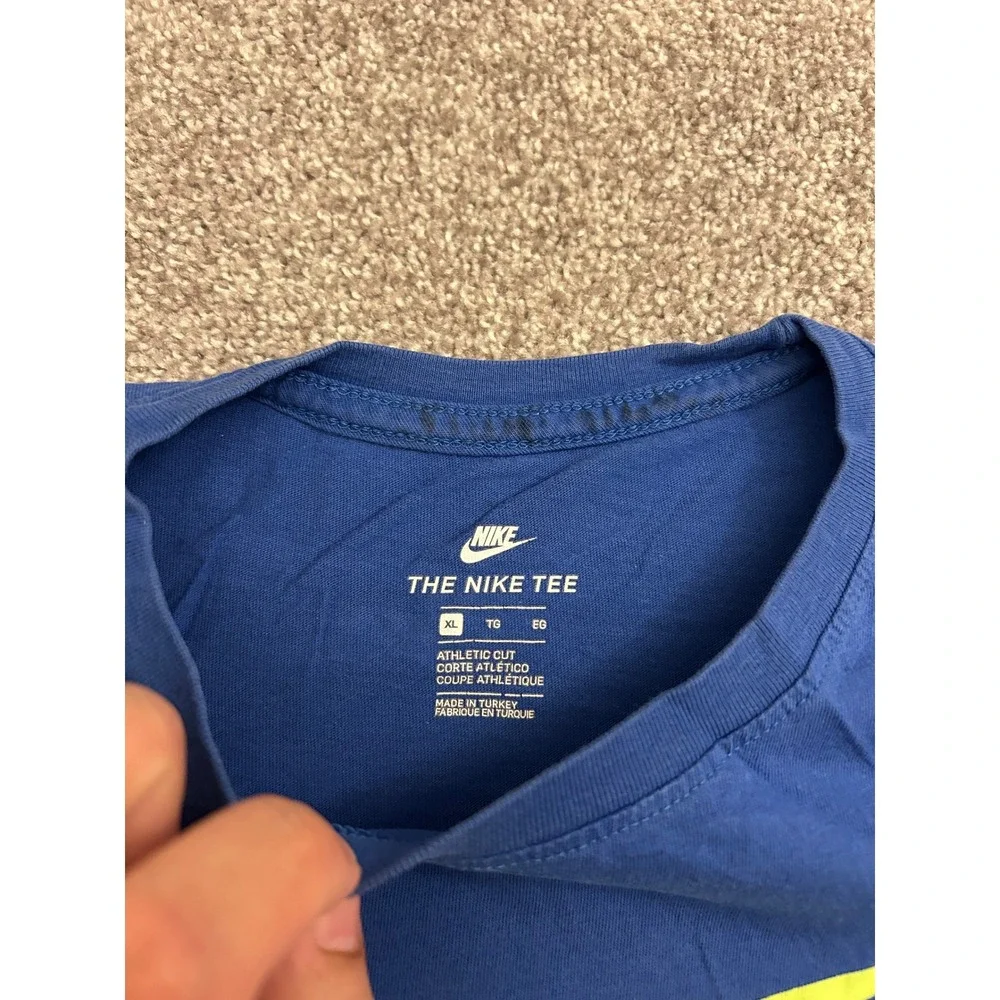 Nike T-Shirt Youth XL Blue Just Do It Swoosh Logo Athletic Cut Short Sleeve Tee